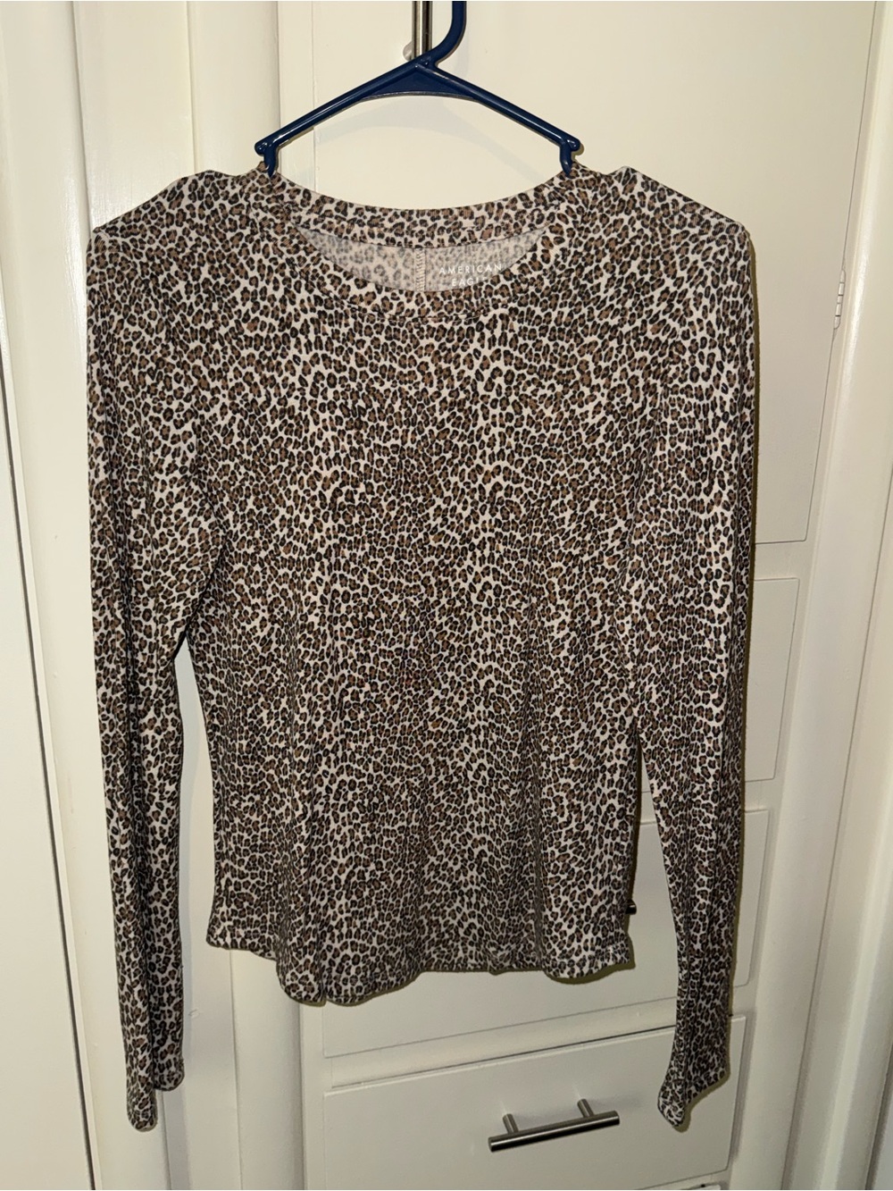 American Eagle Outfitters Leopard Print Long Sleeve Top - Brown & Cream